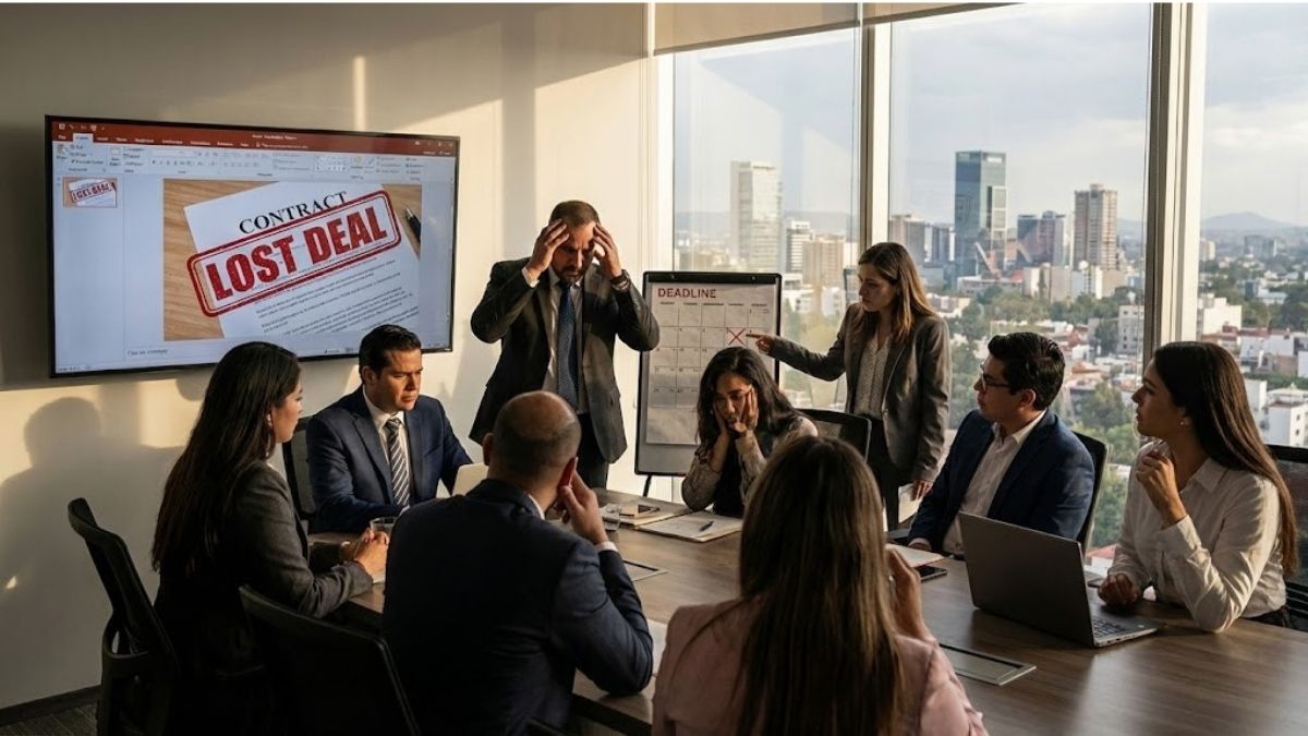 Profesional de negocios analizando el impacto financiero de brechas de comunicación en una oficina mexicana moderna